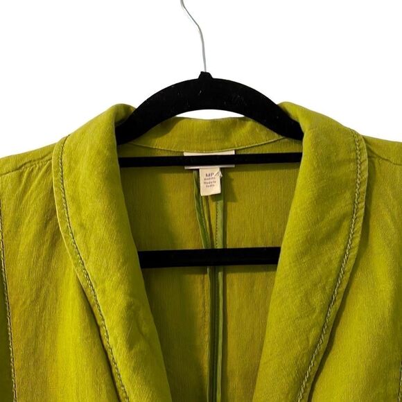 J.Jill vintage linen detailed green jacket blazer with top stitch & pockets MP P - Picture 2 of 14